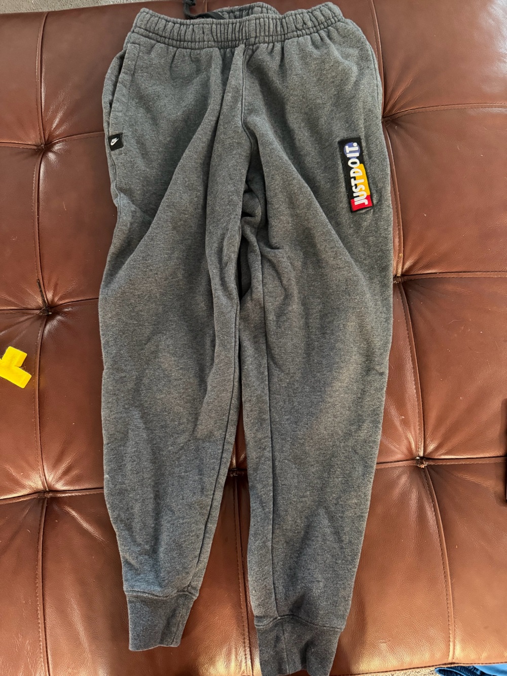 Gray Sweatpants with 'JUST DO IT' Patch